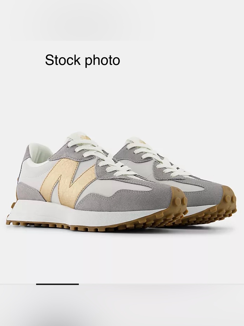 BNIB New Balance White & Gold 327 Casual Lace-Up Sneakers